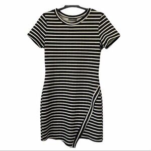 For Sienna Black/White Striped Bodycon Mini Dress
